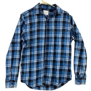 American Eagle Men's Shirt Size S Blue Plaid Long Sleeve Button Up Casual Travel